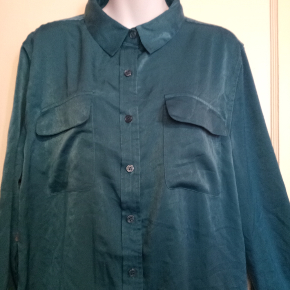 Dressbarn Ladies Teal Button-Up Shirt Sz XL - Picture 3 of 6